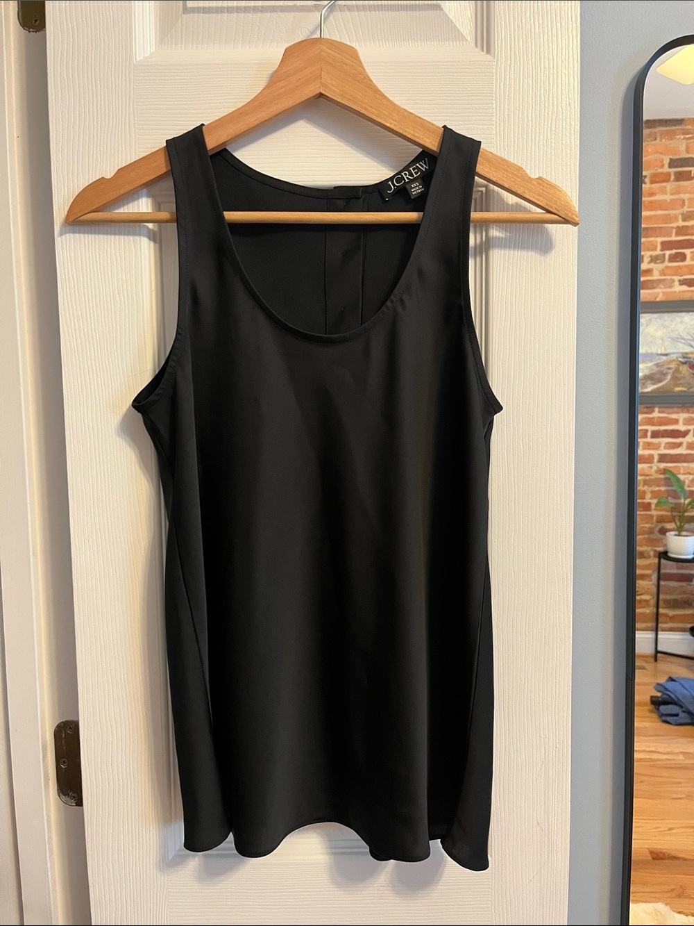 J. Crew Black scoop neck satin tank top